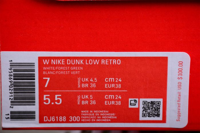 nike dunk low green white dj6188-300