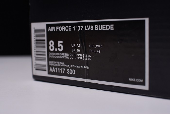 nike air force 1 ´07 lv8 suede outdoor green brand aa1117-300