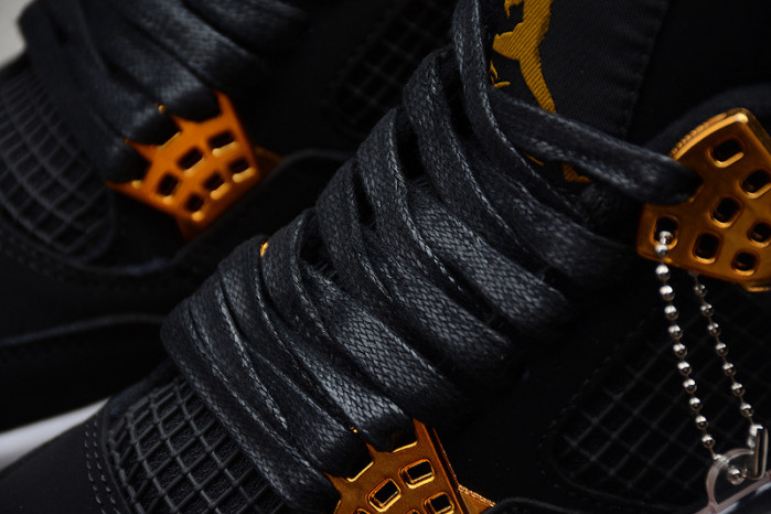 air jordan 4 “royalty” black/metallic gold-white mens 308497-032