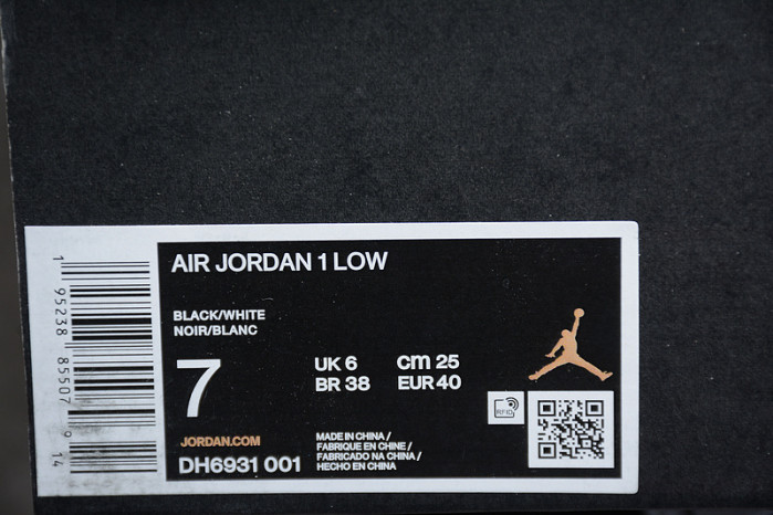 air jordan 1 low "white/black" aj1 dh6931-001