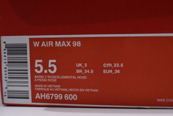 nike air max 98 barely rose ah6799-600