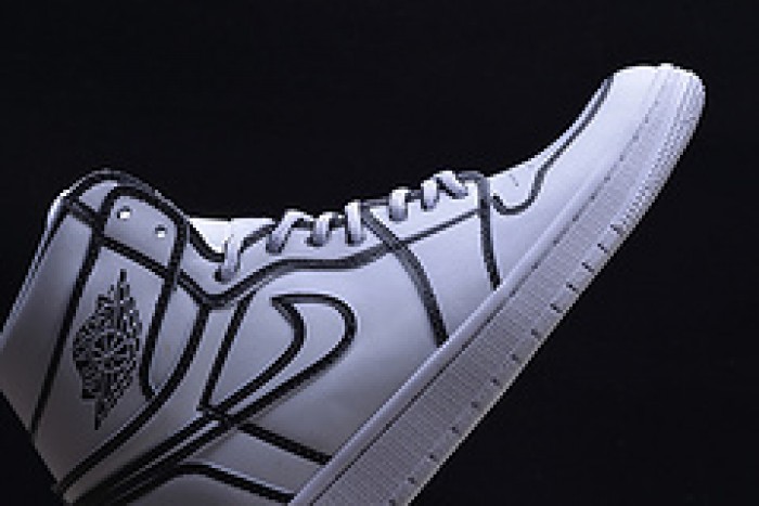 air jordan 1 retro “comic 3d pencil” white hand-painted mens aa4724-110