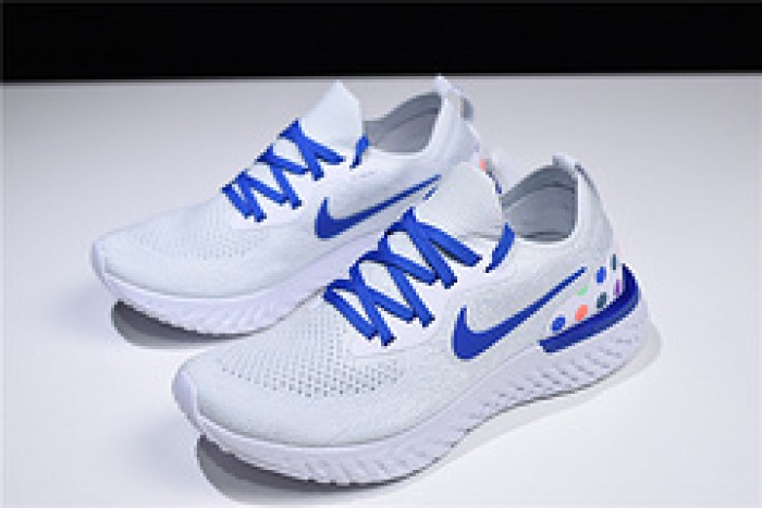 nike epic react flyknit white blue aq0067-993