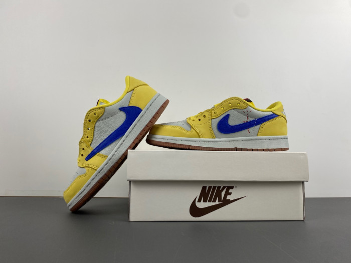 TRAVIS SCOTT X AIR JORDAN 1 LOW Canary KIDS DZ4137 700